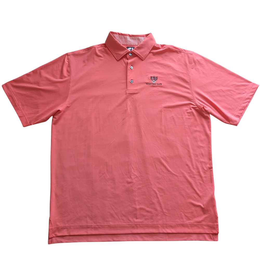 FootJoy Polo Shirt XL Coral Pink West Bay Club Golf Performance Stretch Mens